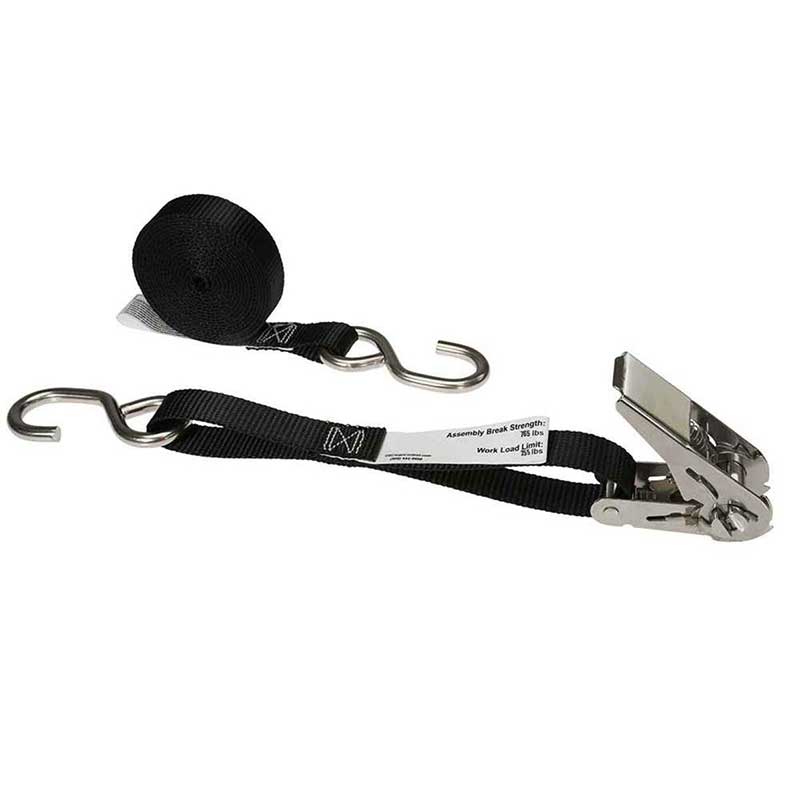 1 X 10' Black Stainless Steel Thumb Ratchet Strap karo Wire Hooks
