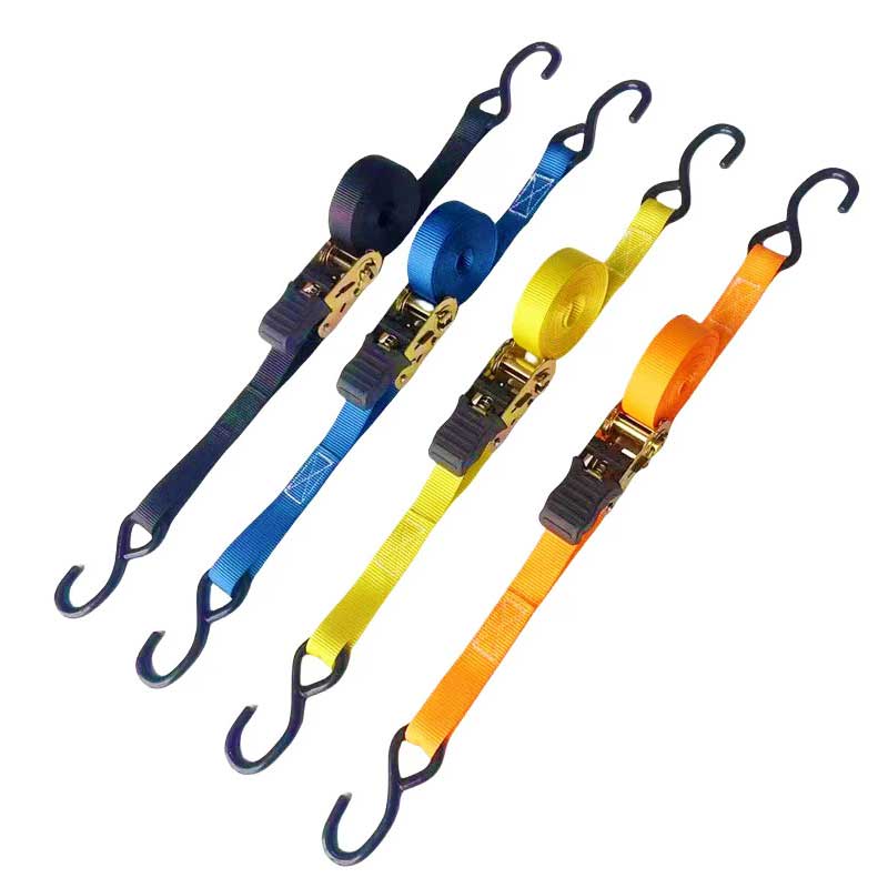 1 X 15' Multicolor Thumb Ratchet Strap Kanthi Vinyl-Coated S Hooks