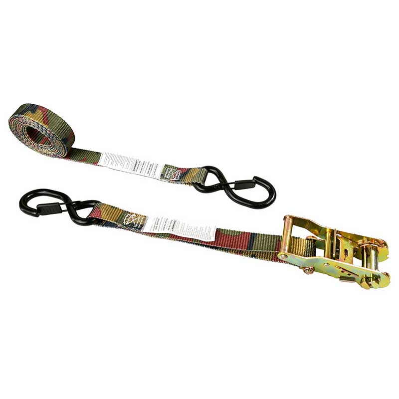 1 X 8' Camo Tree Stand Ratchet Strap karo Vinyl-Coated S-Hook and Keeper